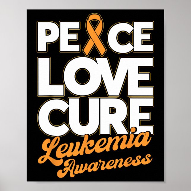Freden Kärlek Cure Support Leukemia Awareness Ribb Poster (Framsidan)