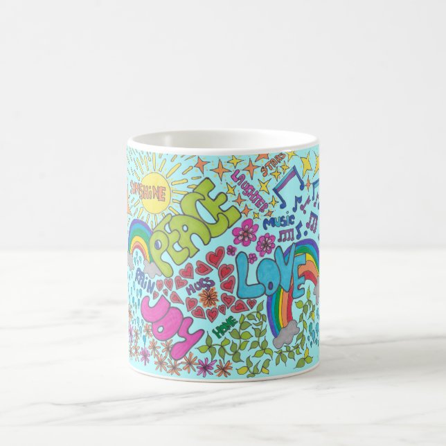 Freden, Kärlek, Joy. 1960-talet stil Kaffemugg (Center)