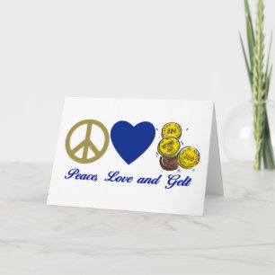 Freden, Kärlek och Gelt Hanukkah Tees och Gifts Helgkort