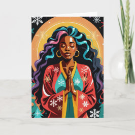 Freden, Kärlek och Joy Jul Black Woman Praying Kort