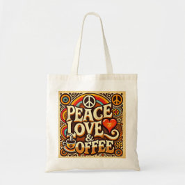 Freden, Kärlek och kaffets Retro Tote Bag Tygkasse