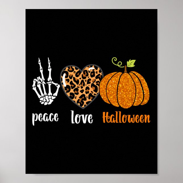 freden kärlek Skeleton fall Pumpkin leopard Hallow Poster (Framsidan)
