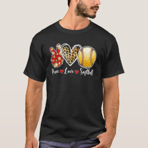 Freden Kärlek Softball Leopard Heart Game Day Chee T Shirt