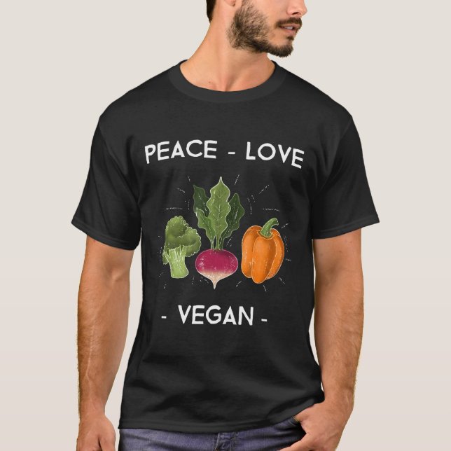 Freden Kärlek Vegan Vegetables Plant-Gift T Shirt (Framsida)