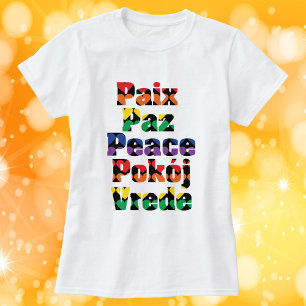 Freden, många språk, regnbågsstöd t shirt