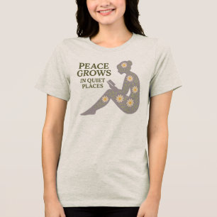 Freden ökar i Quiet Ställe Blommigt Silhouette T Shirt
