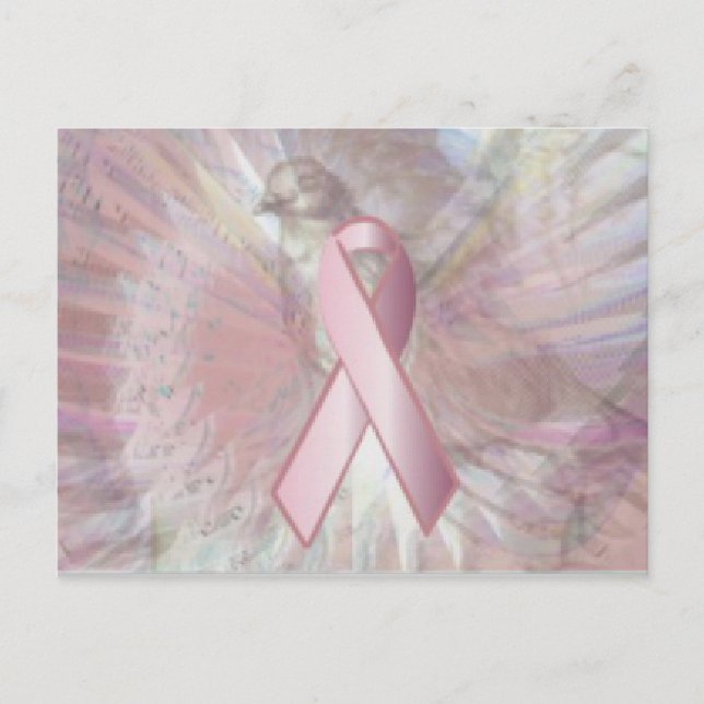Freden på Angelic Vinge Rosa Ribbon Post Card Vykort (Framsida)