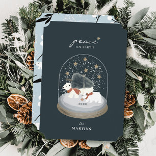 Freden på Earth Polar Bears Snö Globe Helgdag Card Inbjudningar