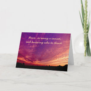 Freden tacksam tack vare Orange Lila Cloud Sunset Kort