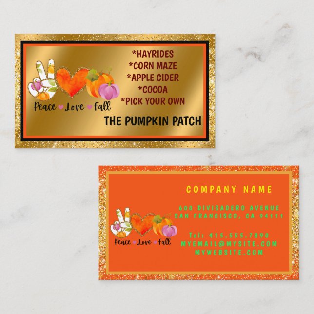 Fredens Anpassningsbar i Kärlek, hösten och Färg Visitkort (Fram/baksida)