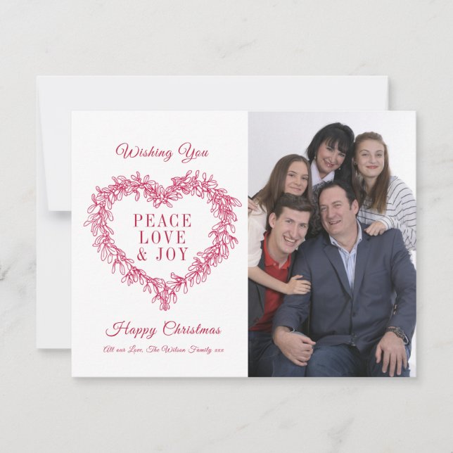 Fredens Kärlek glädje - röd mistel hjärtfoto Jul (Framsida)