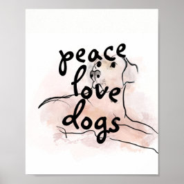 fredens kärlek hundar citerar hund art vattenfärgs poster