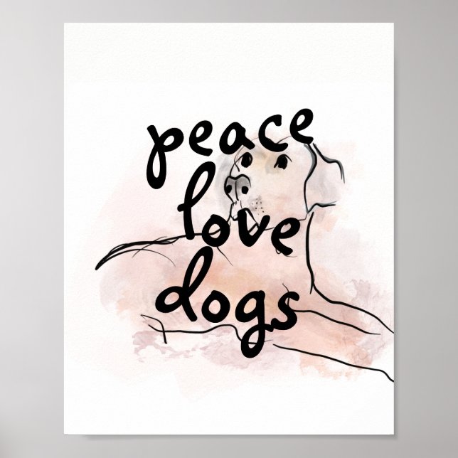 fredens kärlek hundar citerar hund art vattenfärgs poster (Framsidan)