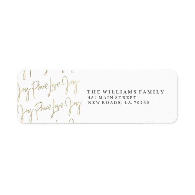 Fredens Kärlek Joy-juletiketter | GULD Returadress Etikett (Framsidan)