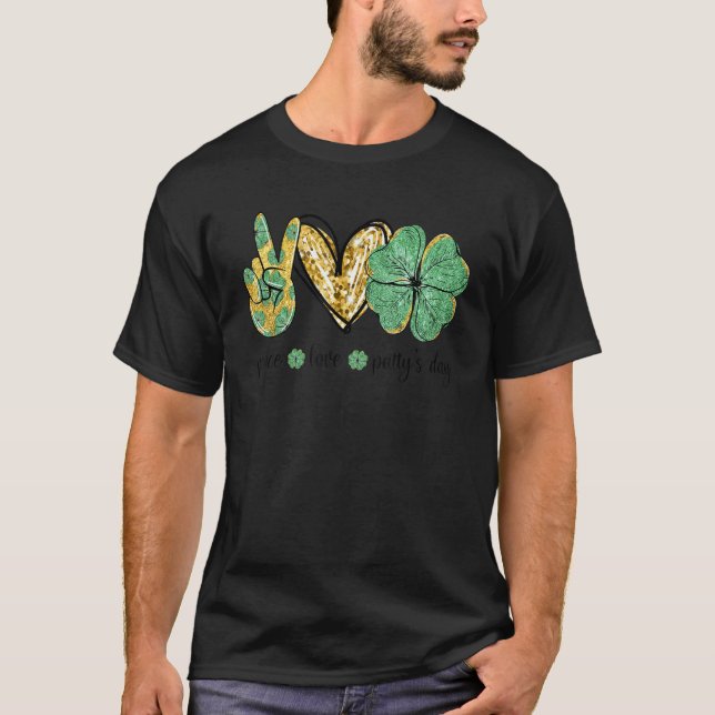 Fredens Kärlek Patty's Day Hearts Shamrock St Pat T Shirt (Framsida)