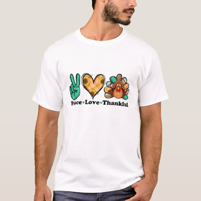 Fredens Kärlek tacksamma Thanksgiving Hösten Turki T Shirt (Framsida)