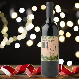 Fredens och Joy Brown Rustic Red Berries jul Vinflaska Etikett