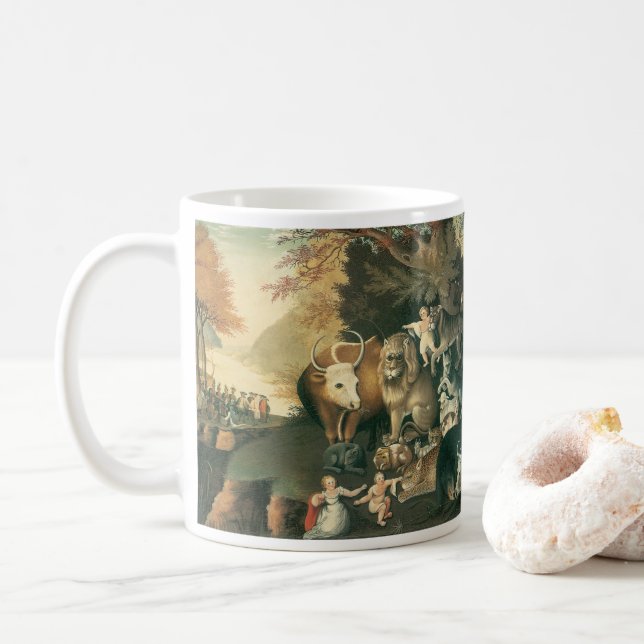 Fredens Rike av Edward Hicks Gammal Folkkonst Kaffemugg (Med munk)
