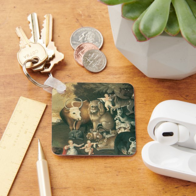 Fredens Rike av Edward Hicks Gammaldags Folkkonst Nyckelring (Skrivbord)