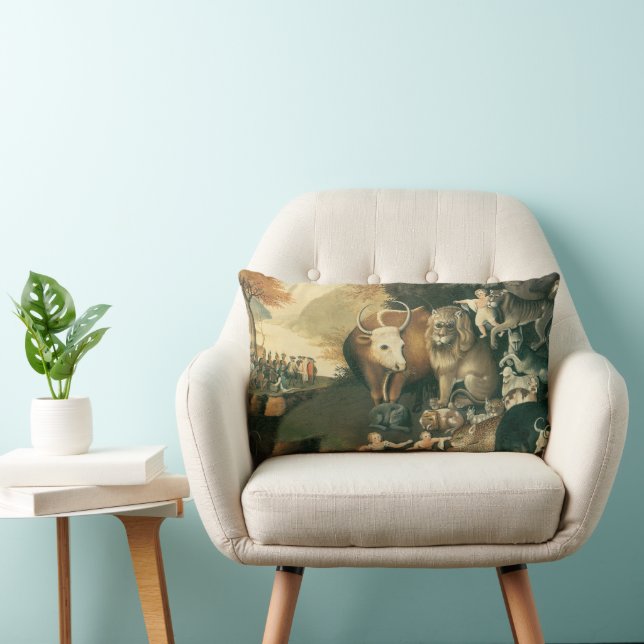 Fredens Rike av Edward Hicks Vintage Folk Art Lumbarkudde (Stol)