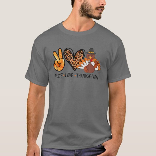 Fredens Thanksgiving Leopard Heart Turkiet Tack T Shirt (Framsida)