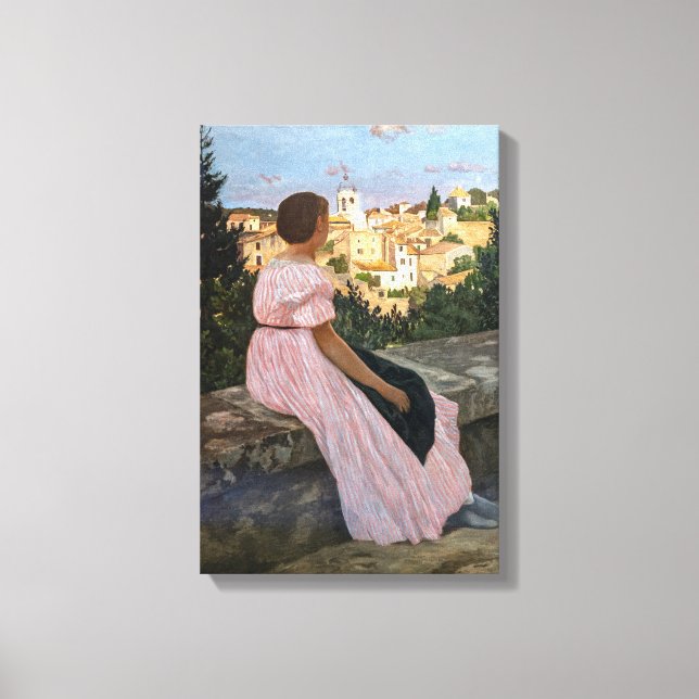 Frederic Bazille - Den rosa klänningen Canvastryck (Framsida)
