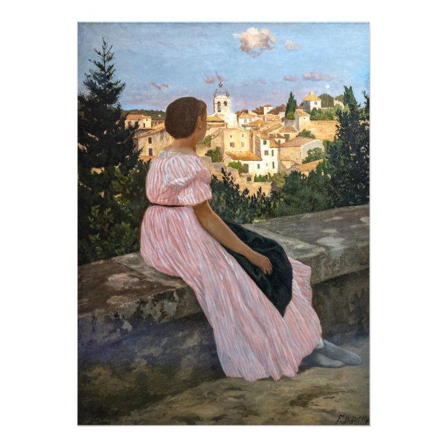 Frederic Bazille - Den rosa klänningen Fototryck (Framsidan)