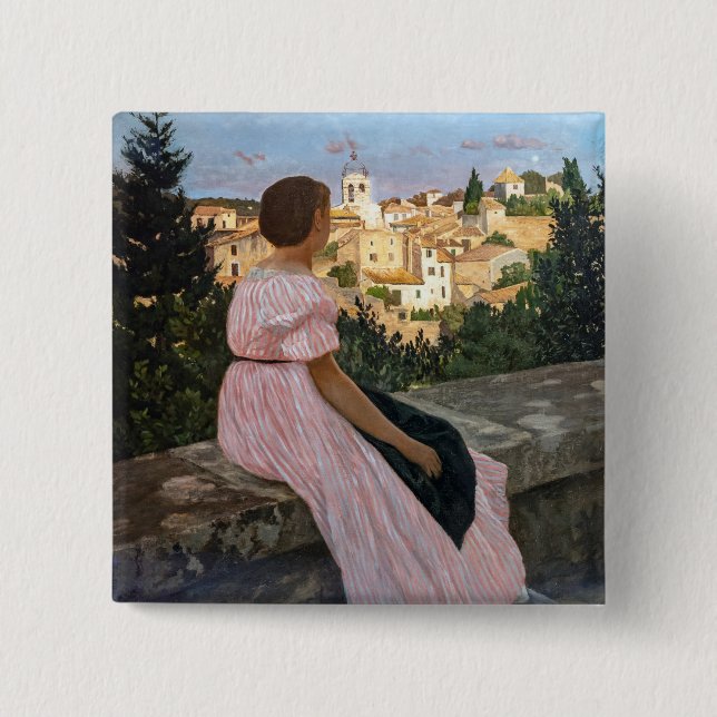 Frederic Bazille - Den rosa klänningen Knapp (Framsida)