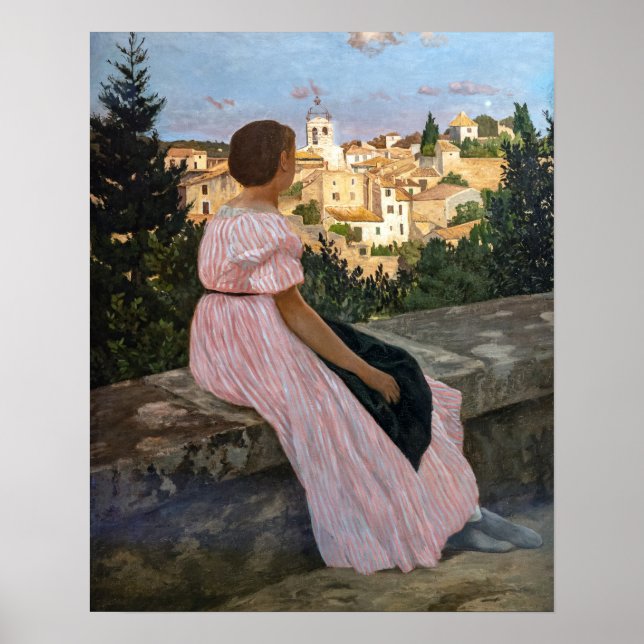 Frederic Bazille - Den rosa klänningen Poster (Framsidan)