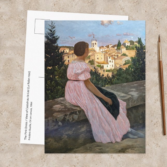 Frederic Bazille - Den rosa klänningen Vykort (Skapare uppladdad)