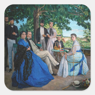 Frederic Bazille - Familjesammankomst Fyrkantigt Klistermärke
