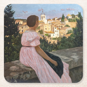 Frederic Bazille - Rosa Dress Underlägg Papper Kvadrat