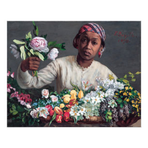 Frédéric Bazille - Ung kvinna med peonior Fototryck
