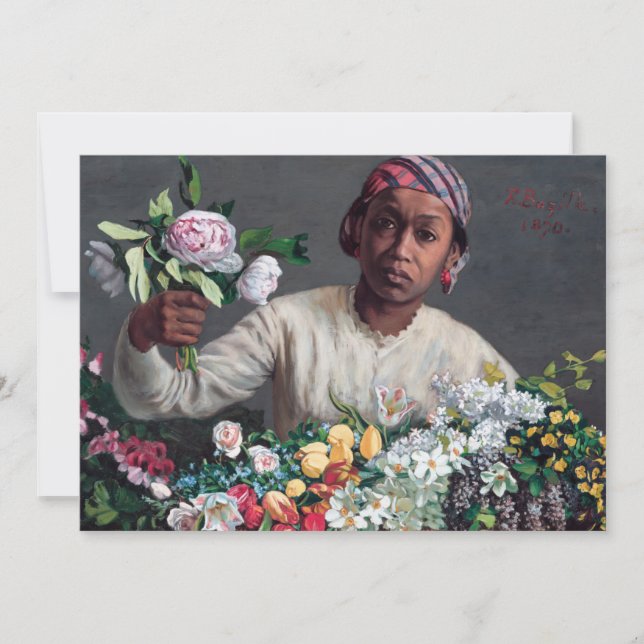 Frederic Bazille - Ung kvinna med peonior Inbjudningar (Framsida)