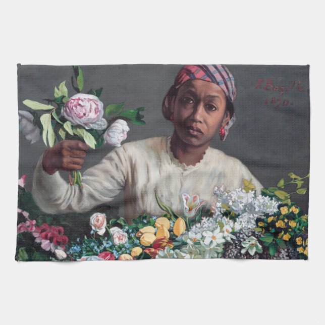 Frédéric Bazille - Ung kvinna med peonior Kökshandduk (Horisontell)