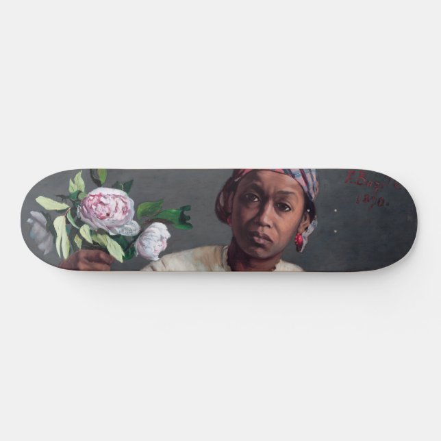 Frederic Bazille - Ung kvinna med peonior Mini Skateboard Bräda 18,5 Cm (Horz)