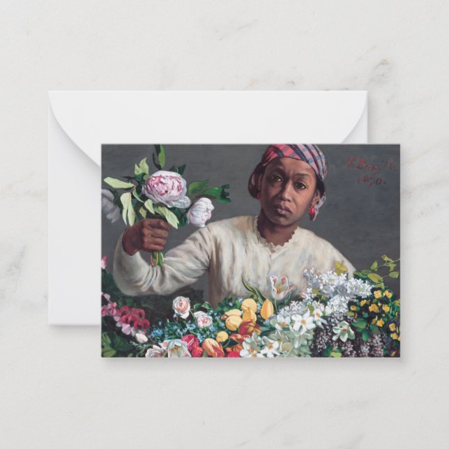 Frederic Bazille - Young Woman with Peonies Anteckningskort (Framsida)