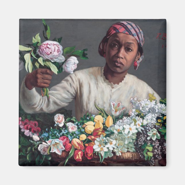 Frederic Bazille - Young Woman with Peonies Magnet (Framsidan)
