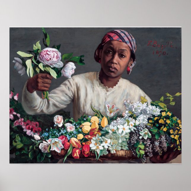 Frederic Bazille - Young Woman with Peonies Poster (Framsidan)