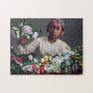 Frederic Bazille - Young Woman with Peonies Pussel
