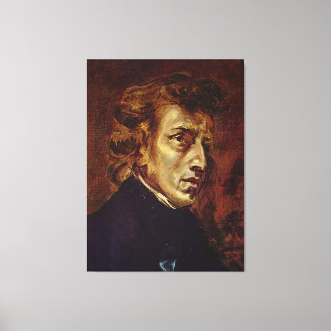 Frederic Chopin Porträtt av Eugene Delacroix Canvastryck (Framsida)