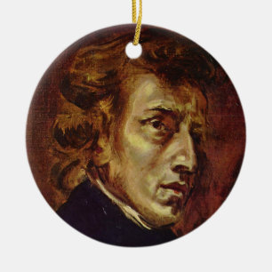 Frederic Chopin Porträtt av Eugene Delacroix Julgransprydnad Keramik
