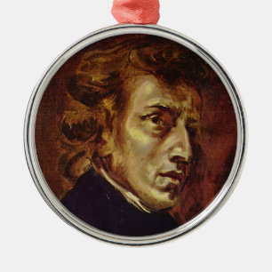 Frederic Chopin Porträtt av Eugene Delacroix Julgransprydnad Metall