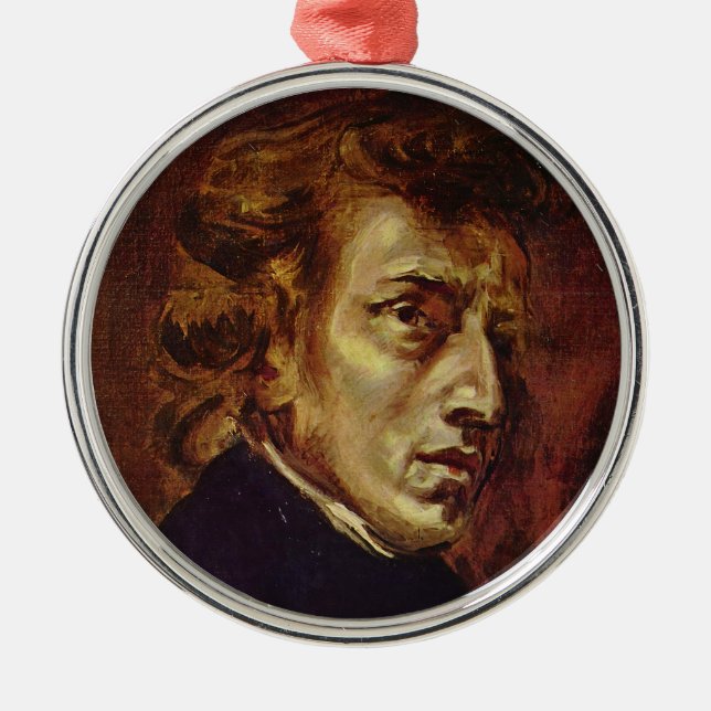 Frederic Chopin Porträtt av Eugene Delacroix Julgransprydnad Metall (Framsidan)