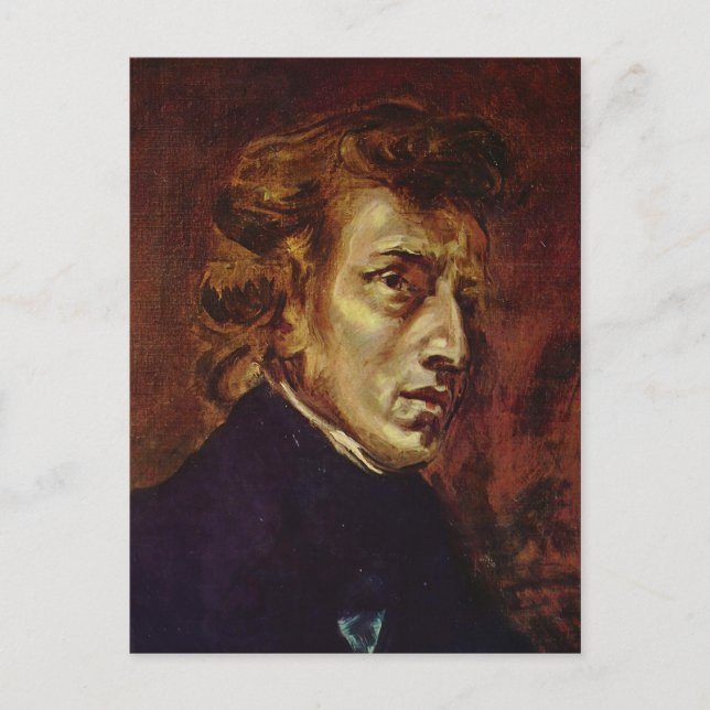 Frederic Chopin Porträtt av Eugene Delacroix Vykort (Framsida)