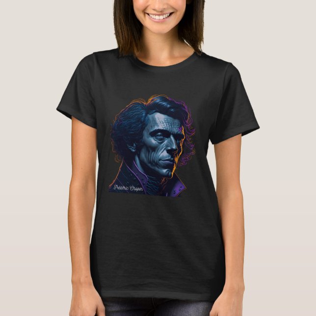 Frederic Chopin Porträtt Pianist Composer Illustra T Shirt (Framsida)