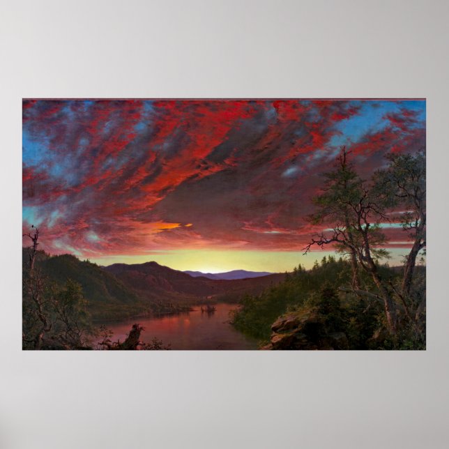Frederic Church Sunset Wilderness Maine Painting Poster (Framsidan)