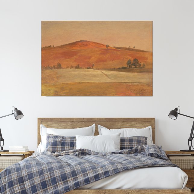 Frederic Edwin Church - Landskap med låg kulle Canvastryck (Insitu (sovrum))