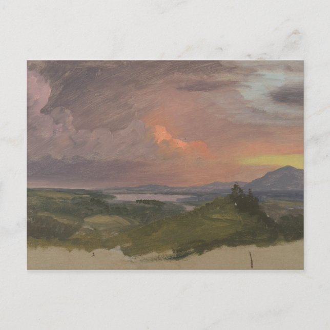 Frederic Edwin Church -Solnedgång i Hudson Valley Vykort (Framsida)
