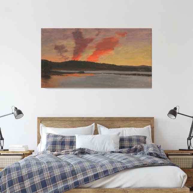 Frederic Edwin Church - Solnedgång och berg Canvastryck (Insitu (sovrum))